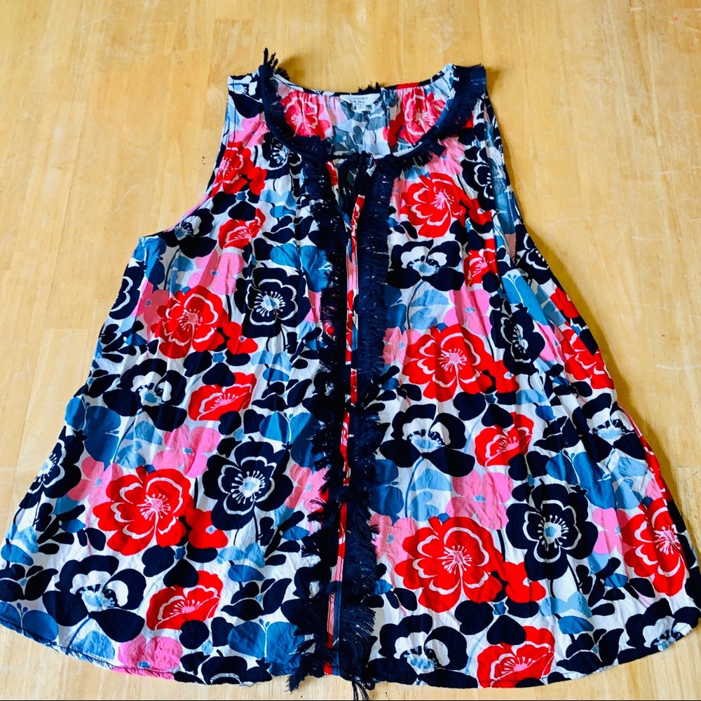Crown & Ivy Floral Tassel Tank